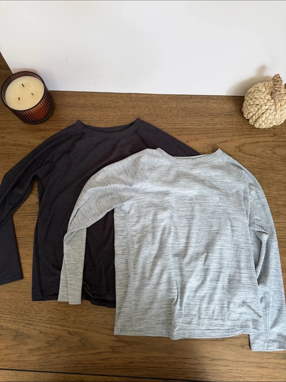 Old Navy Active Kids Long-Sleeve Raglan Top - Light Gray and Charcoal